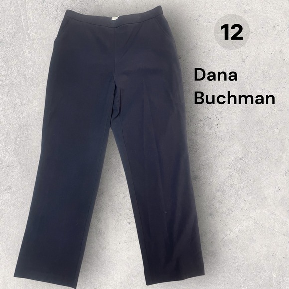Dana Buchman Pants - Dana Buchman Navy Blue Straight Leg Dress Pants Womens Size 12 Stretch Trousers